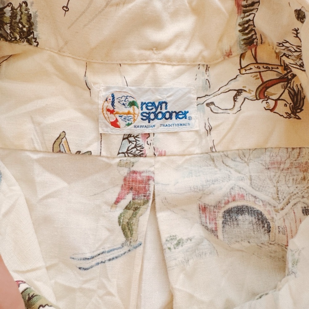 Reyn Spooner, Men’s 1960’s Cream Winter T-Shirt - Picture 3 of 7